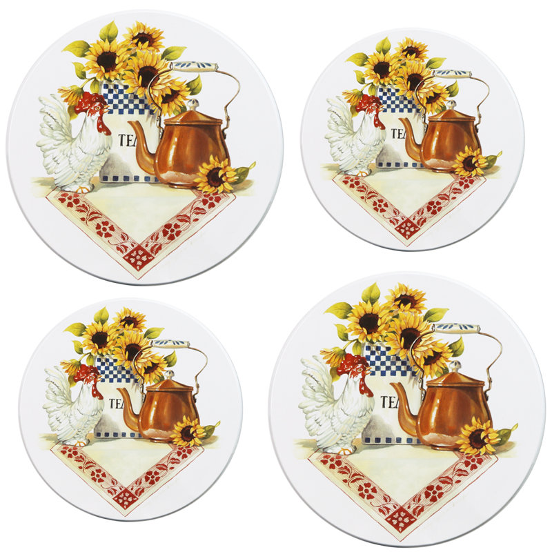 Set of 4 Reston Lloyd burner hotplates, Coq et bouilloire en cuivre