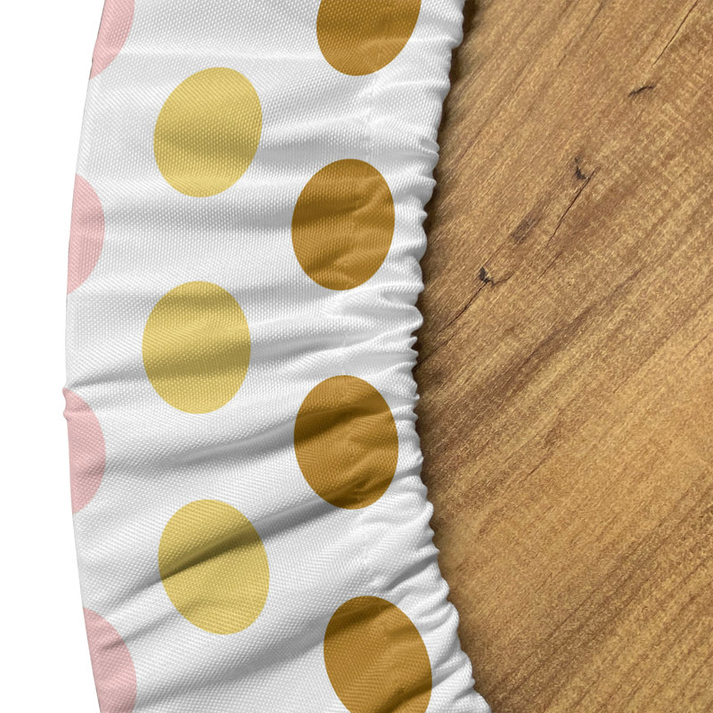 Ebern Designs Polka Dots Fitted Round Tablecloth 56"- 60" Diameter Coffee Multicolor