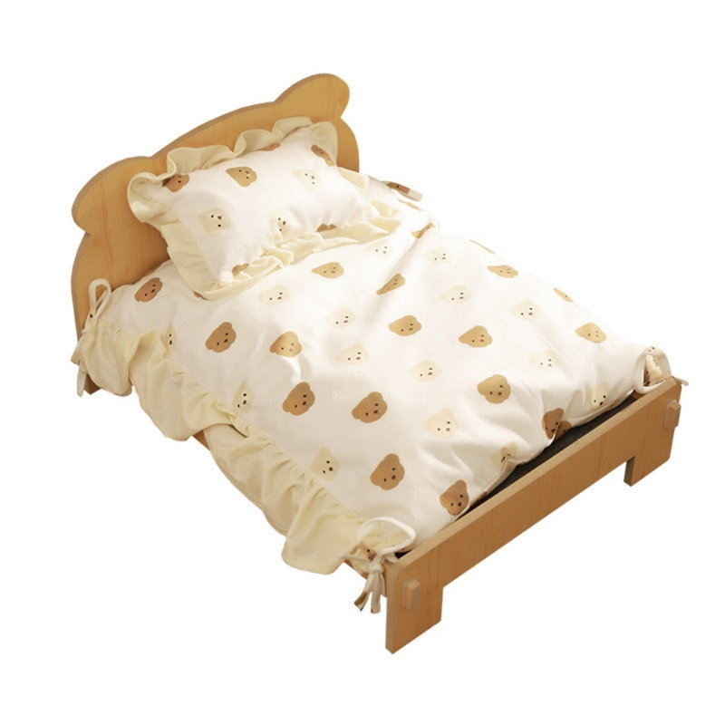 Lit pour chat à structure en bois avec coussin lavable, canapé-lit pour animaux de compagnie pour chats et petits chiens