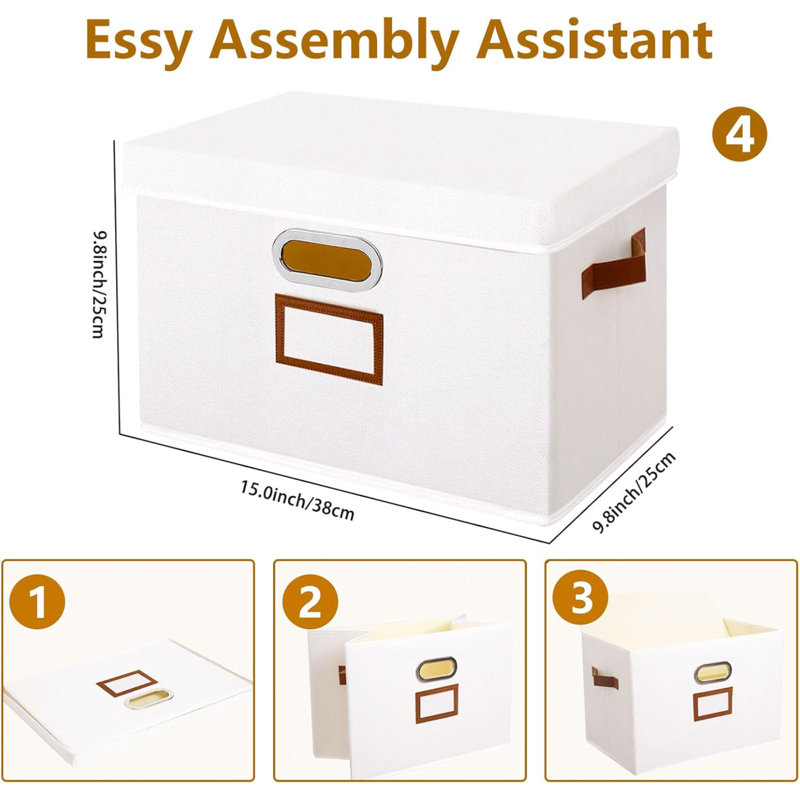 17 Stories Fabric Bin, White, 25cm H x 38cm W x 25cm D