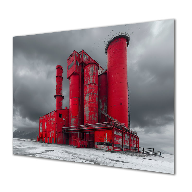 Red Gray Industrial Industrial Factories - Art mural, Métal métal, H 12 po x l 20 po x P 1 po