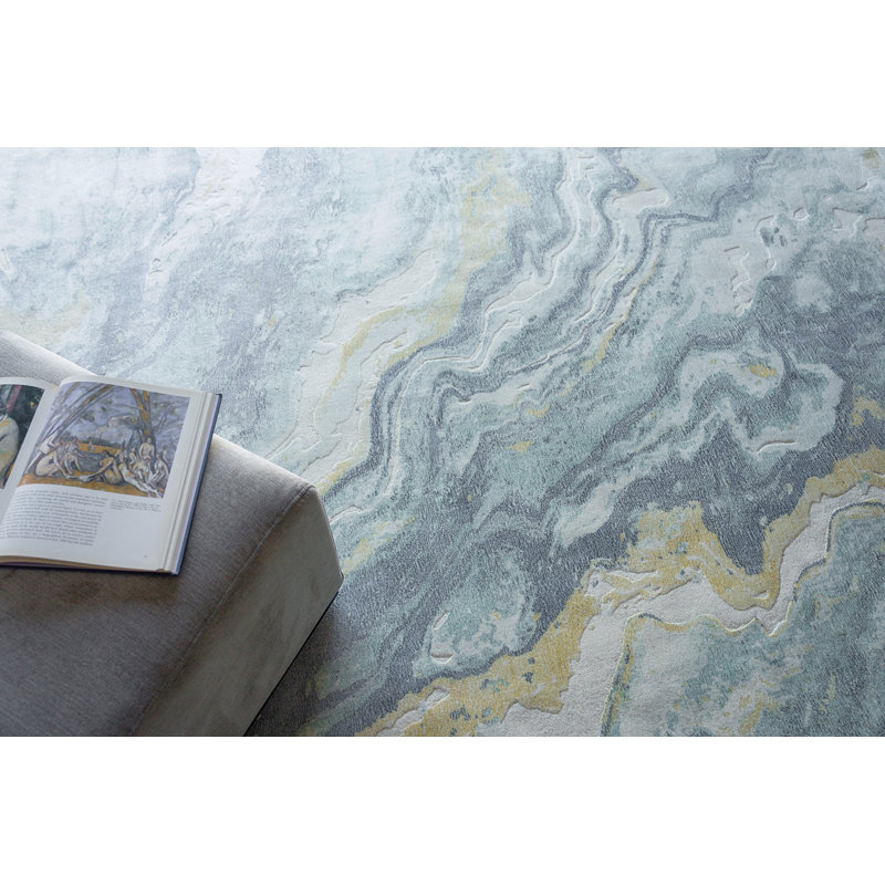 Gianni Abstract Area Rug in Blue/Gold/Ivory, Rectangle 9' x 12'