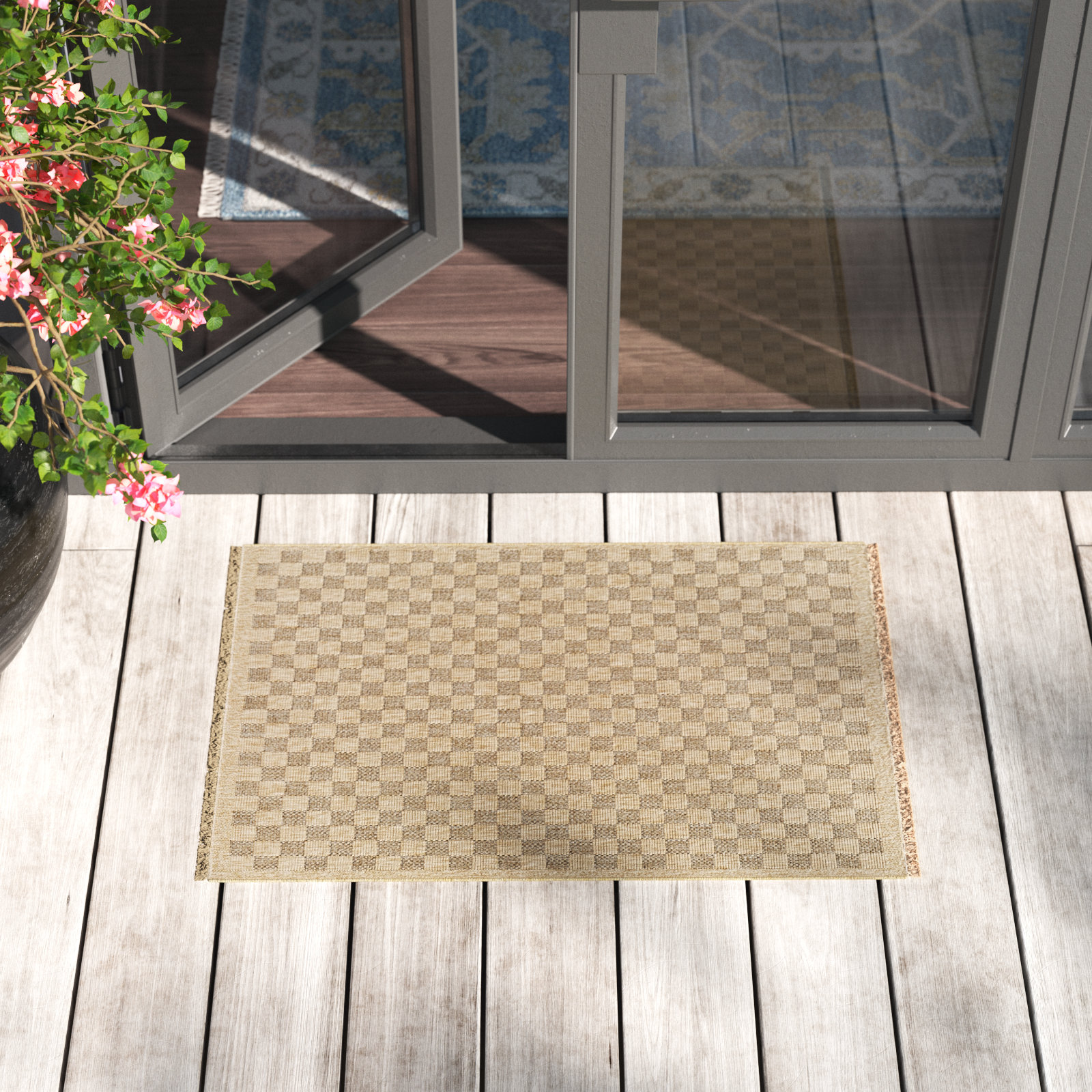 Abbie Checkered Outdoor Rug, Rectangle 2'2" x 3'9"