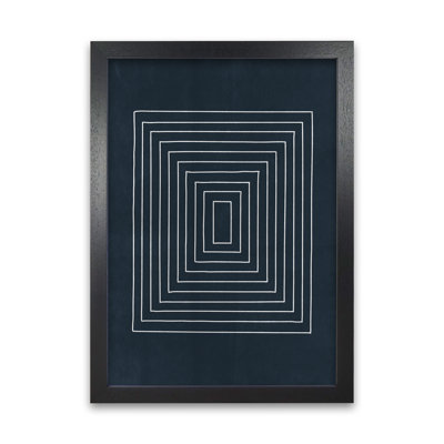 Lino Style Blue Geometric Squares - Print