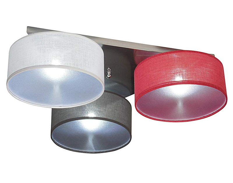 Pulley Fabric Semi Flush Mount, White/Red/Anthracite