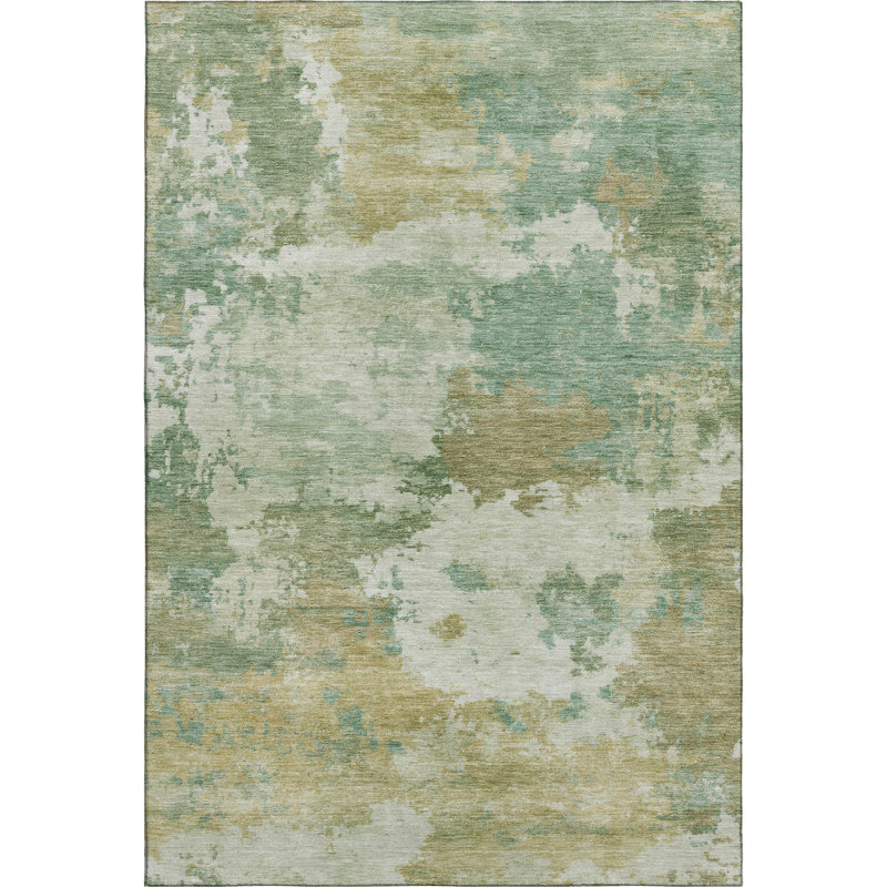 Premium Machine Washable Mayfield AMF2144 abstract Rug, 3' x 5', Aloe