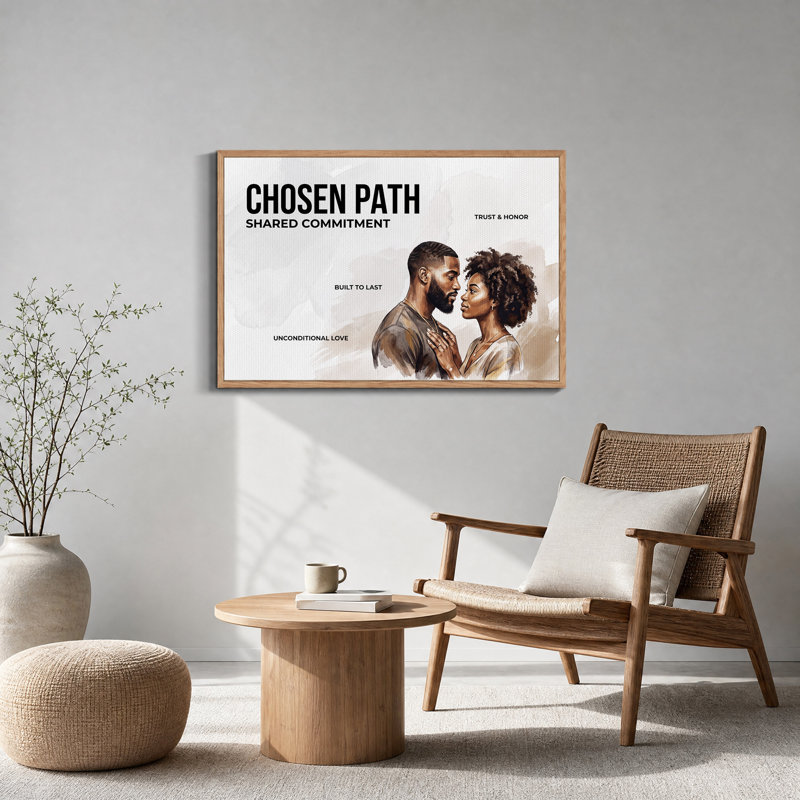 Art mural sur toile, "Couple noir se faisant face", H 24 po x l 36 po