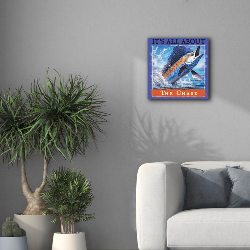  «The Chase» par Jim Baldwin, art mural sur toile, 18 po x 18 po