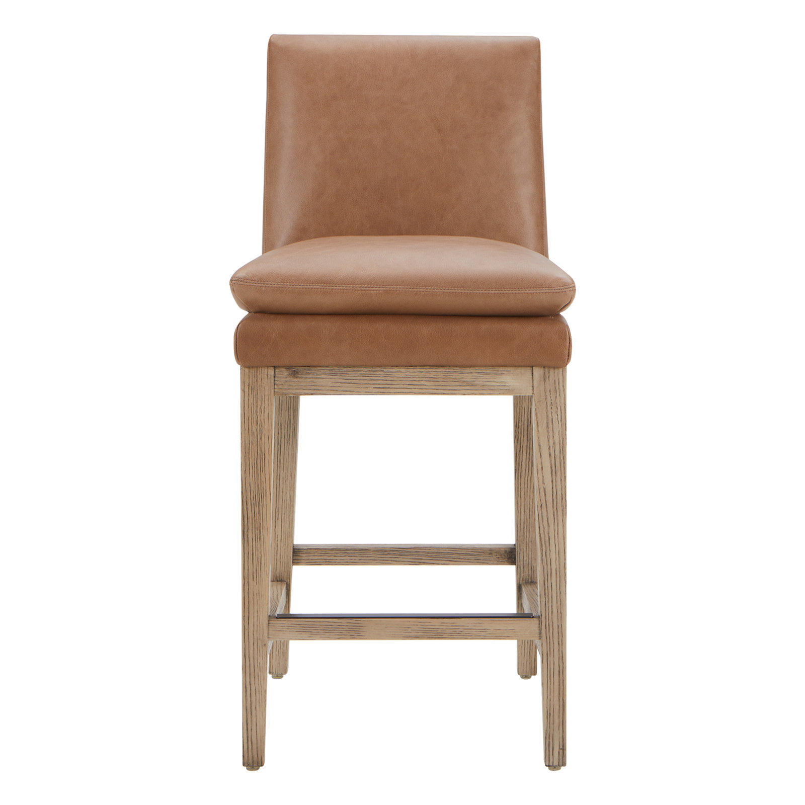 Bethea 26" Bar Stool, Marseille Brown Genuine Leather
