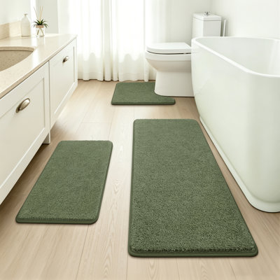Absorbent Shaggy Bath Rug Set Non-Slip Bath Mat(Set of 3)
