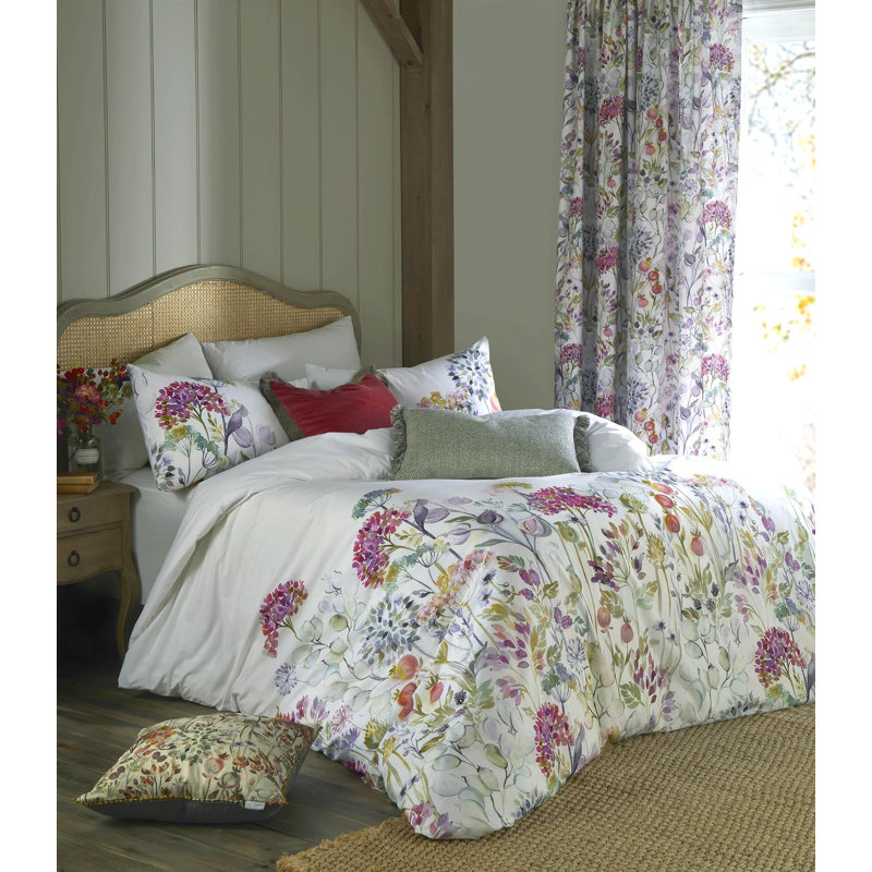 Cotton Floral Duvet Cover Set with Pillowcases Included, Double