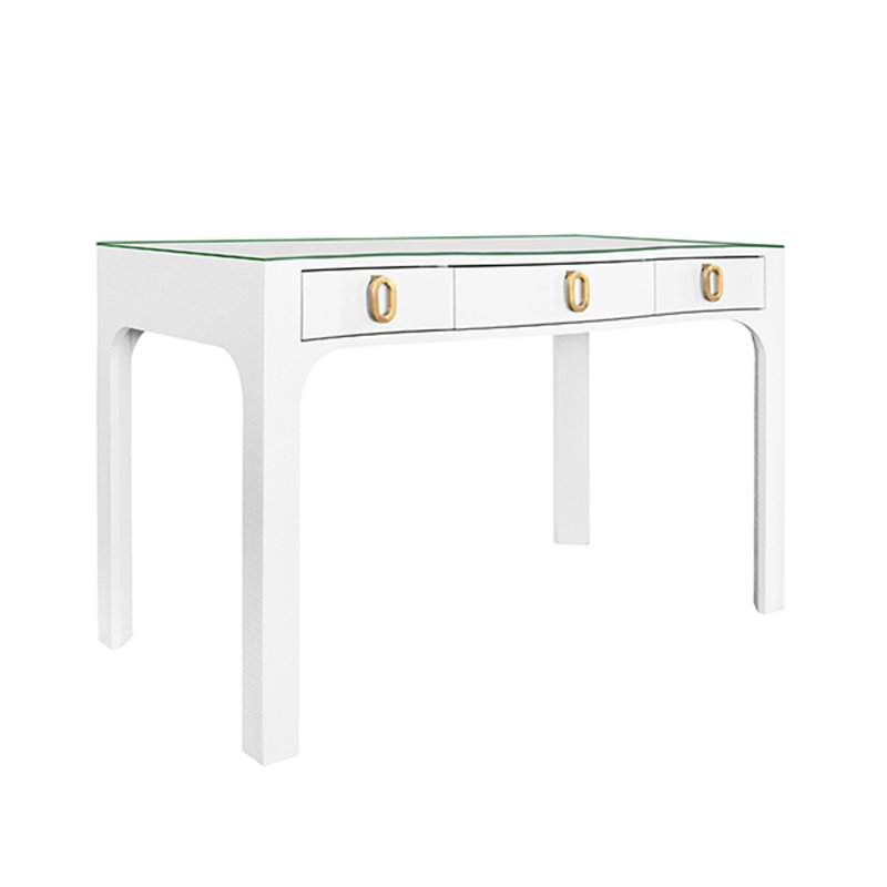 Gladys Glass Writing Desk, White