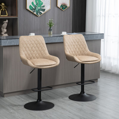 Swivel Upholstered Adjustable Height Counter Stool with Metal Frame