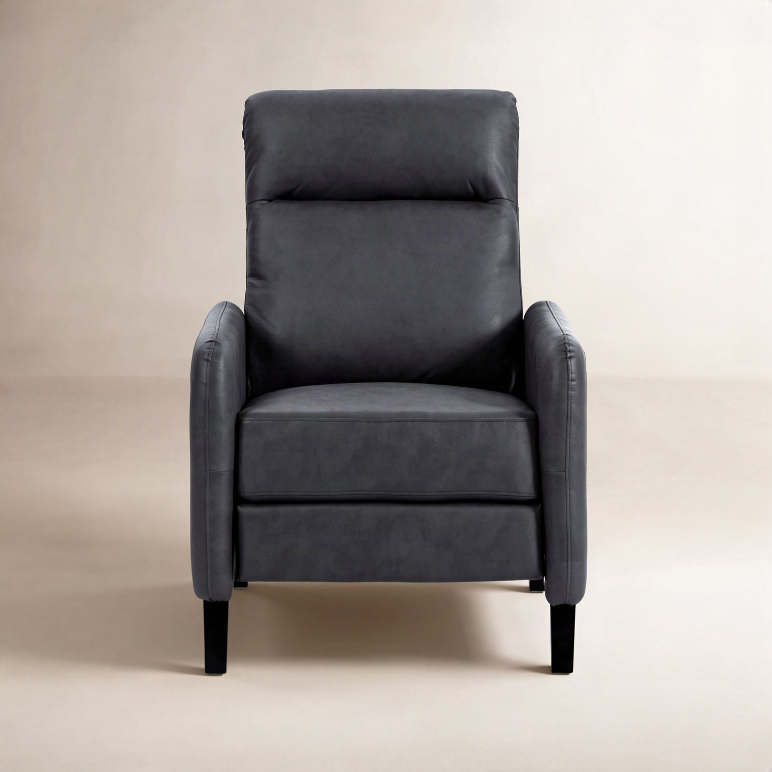 Sima 30" Genuine Leather Manual Recliner, Black