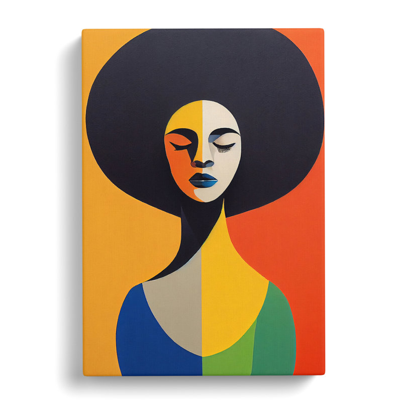 CAN-V0523-2932X Woman With Afro Abstract Vol.2 - Wrapped Canvas Print, No frame, 50cm H x 35cm W