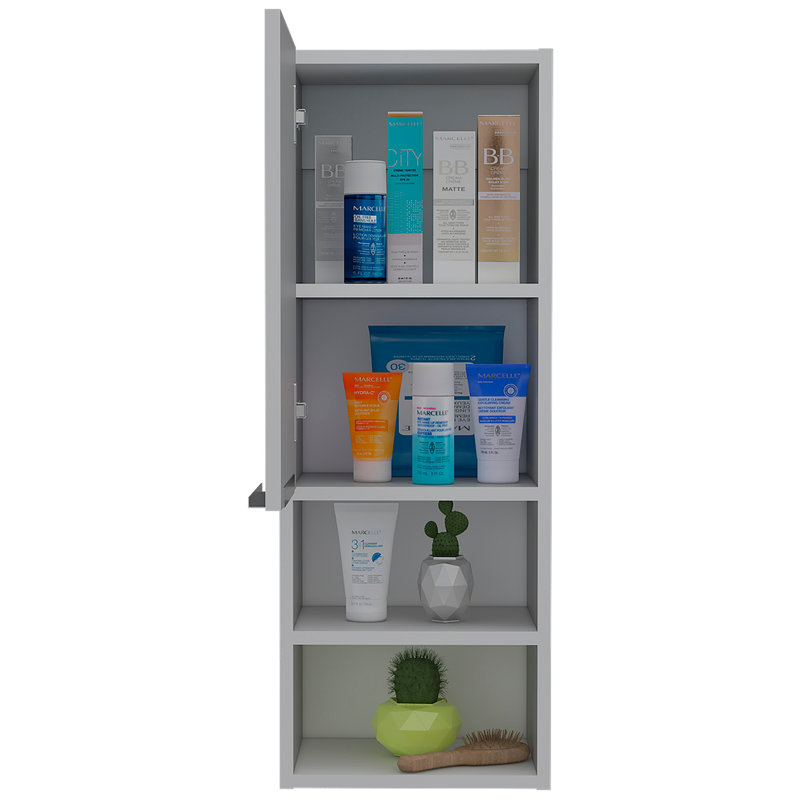 Mila Bathroom Cabinet, With Two Internal Shelves, Two External Shelves And Single Door, White