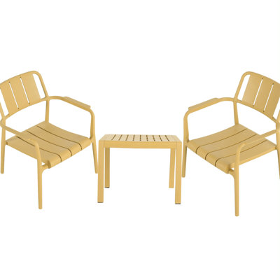 2 Pp Single Chairs And Coffee Table , Yellow Polypropylene Furniture, For Indoor Outdoor, Fading, , All-Weather Design, 5 Setup Indoor/Outdoor Use, Commercial-Grade, All-Weather, Heavy-Duty,