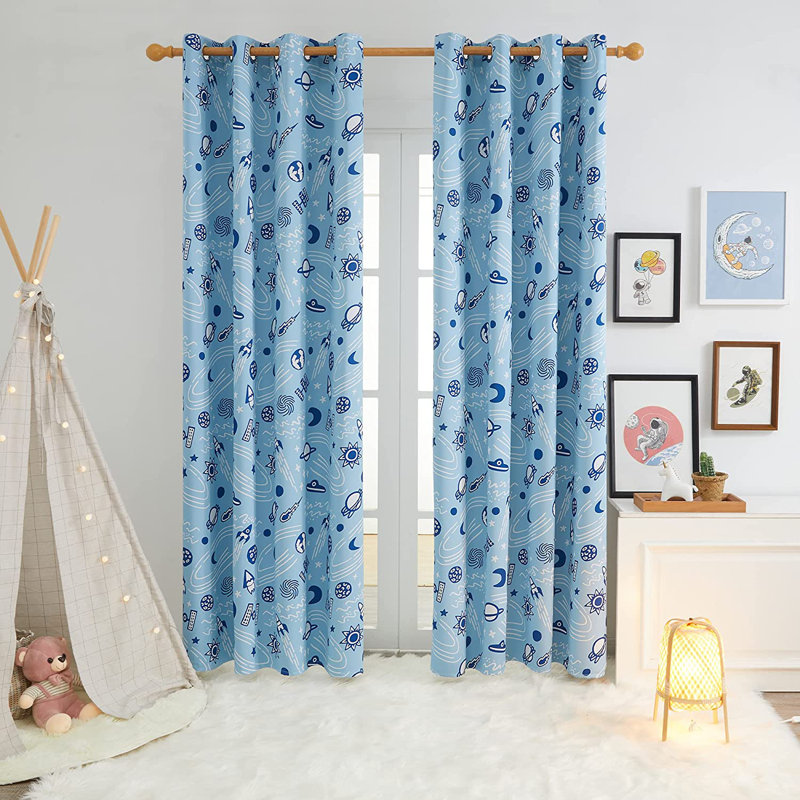 Nivens Room Darkening Curtains / Drapes Pair, 52" W x 84" L, Indigo