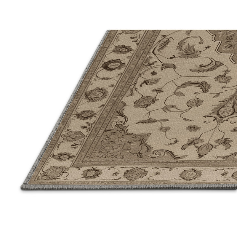 Machine Washable Tabriz Gray Area Rug, Rectangle 8' x 10'