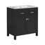 Meuble-lavabo moderne noir de 30 pouces avec lavabo en céramique, portes à fermeture en douceur et rangement spacieux pour des salles de bain élégantes-116332427