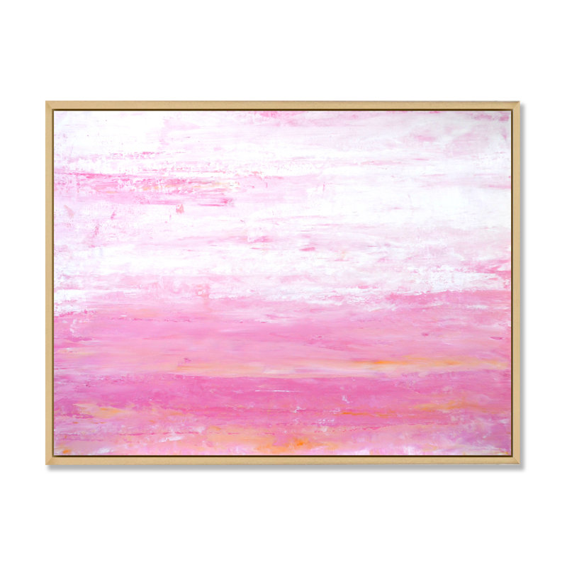 «Pink and Orange Abstract Art II», reproduction d'art sur toile, H 8 po x l 12 po, Toile avec cadre flottant, Naturel