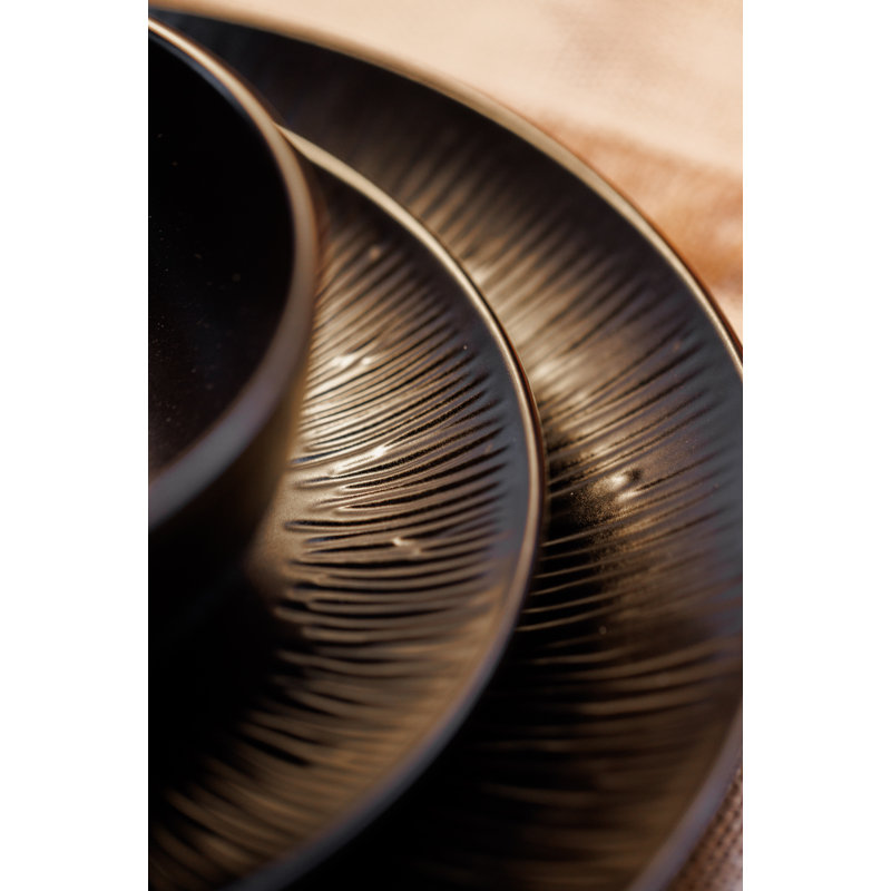 Mikasa Jardin Midnight Stoneware Dinner Set, Black