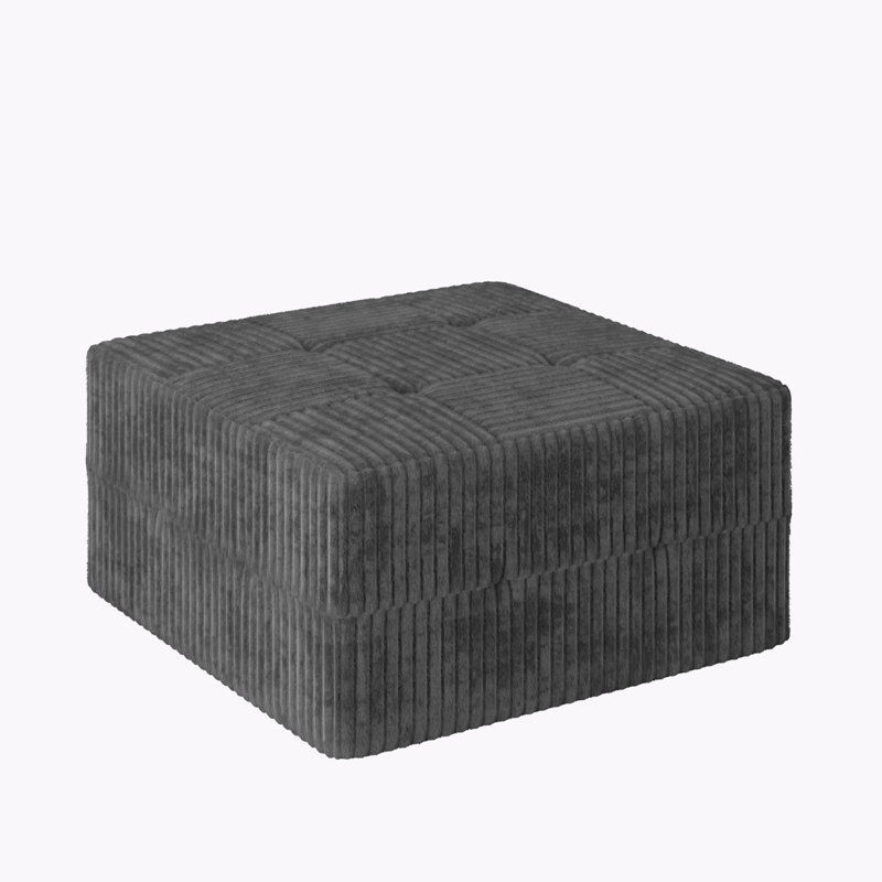 Corduroy Ottoman For Sectional Sofa, Gray