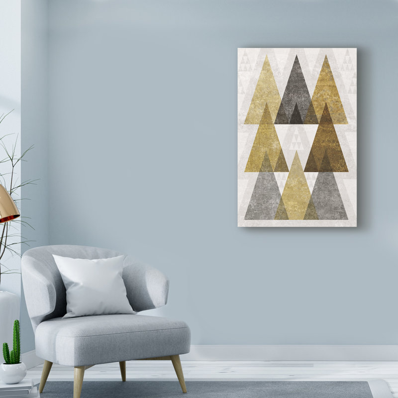 Art sur toile Guarani «Mod Triangles IV Gold», H 19 po x l 12 po x P 2 po