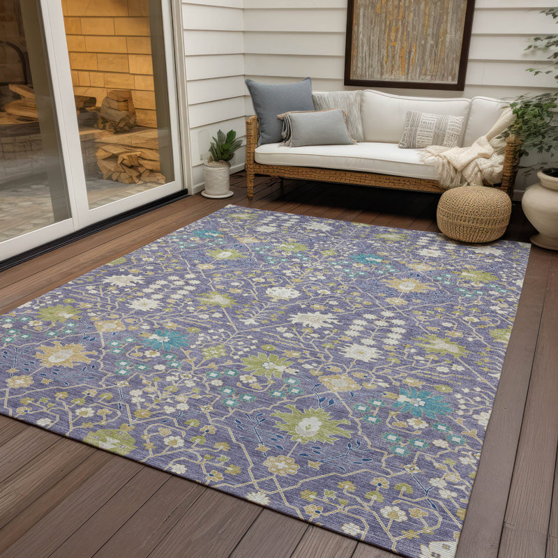 Lavender Flat Woven Synthetic Washable 5' x 7' Area Rug