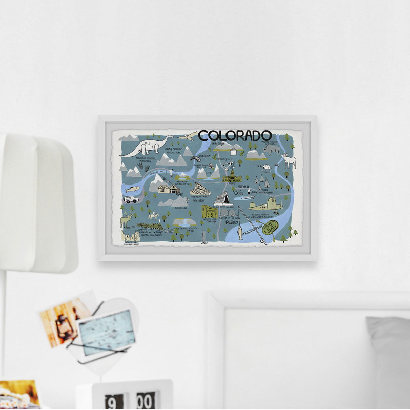 Colorado Map Destinations III - Cadre photo, reproduction d'art sur papier, H 8 po x l 12 po x P 1,5 po