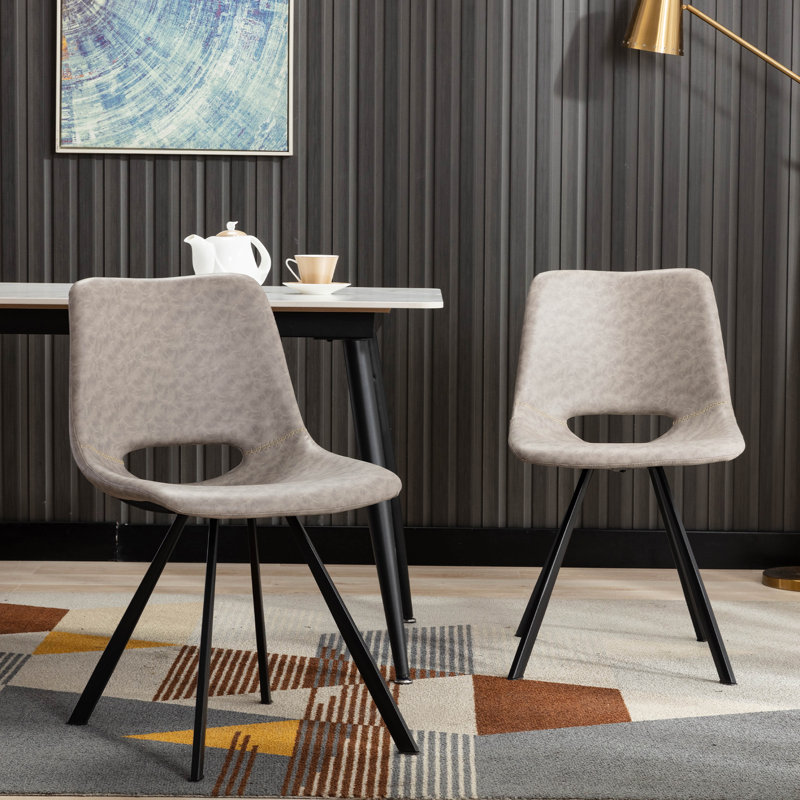 Chaucer Faux Leather Upholstered Dining Chair, Gray