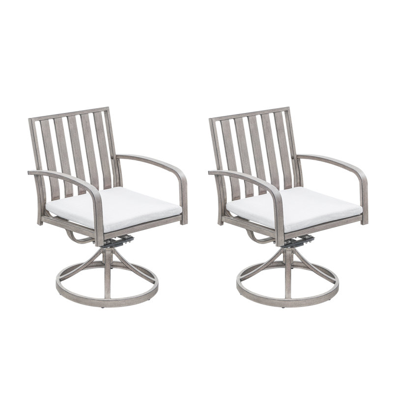 Ensemble de 2 chaises de patio en aluminium pour l'extérieur, pivotantes à 360 ° avec coussins lavables et chaises profondes