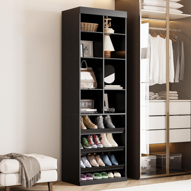 Armoire à chaussures avec étagères et casiers Closet, Noir