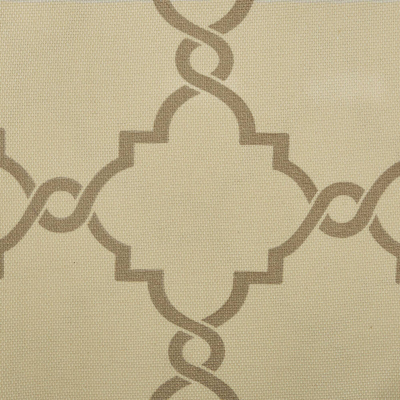 Fretwork Print Grommet Top Single Window Curtain Panel, 50" W x 63" L, Beige/Gold