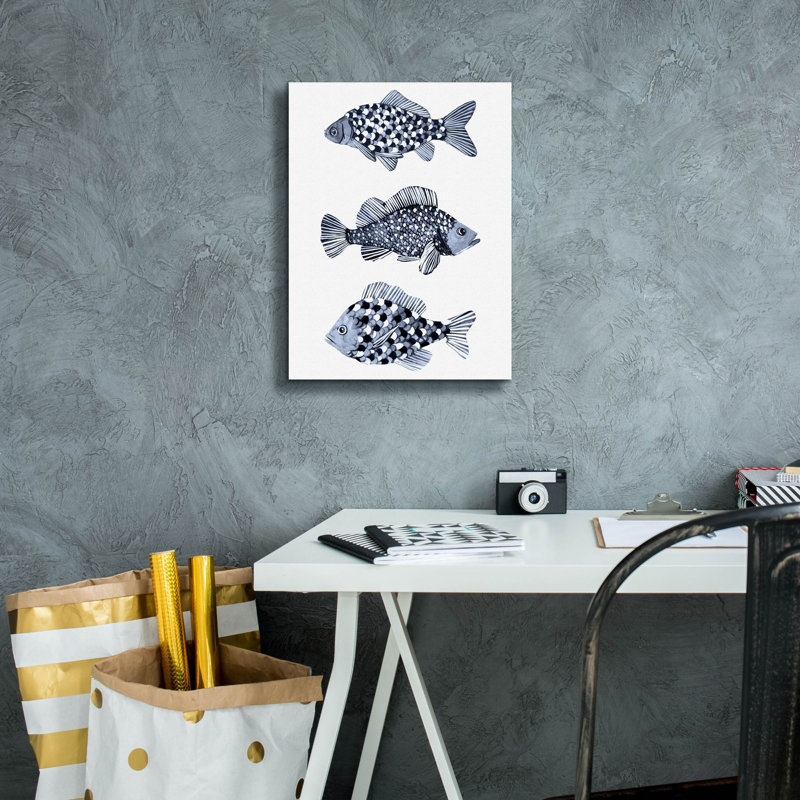  «Blue Fish 2» par Emma Scarvey, art mural sur toile, 12 po x 16 po