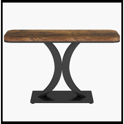 Narrow Entryway Foyer Table with Geometric Base