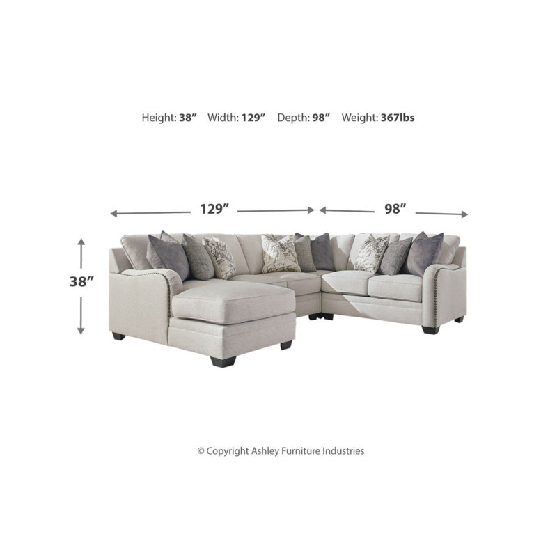 Canapé modulaire 4 pièces avec méridienne Davyn, Left Hand Facing, H 38 po x l 129 po x P 98 po