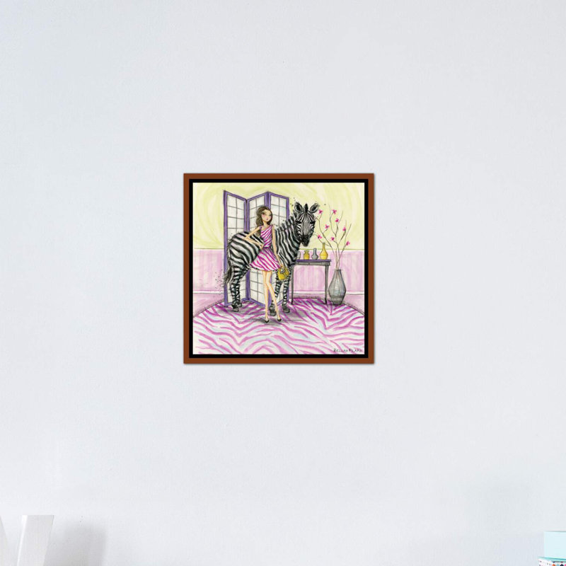 Zoe et zèbre art, H 18 po x l 18 po x P 1,5 po, Toile avec cadre en bois classique