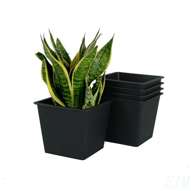 5" Square Nursery Plant Pot - Garden Plastic Pots With Drainage (5-Pack), H 4,78 po x l 5,08 po x P 5 po