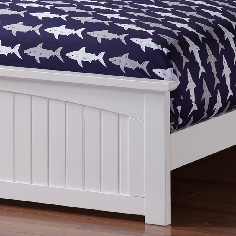 Nantucket Low Profile Solid Wood Platform Bed with Matching Footboard, Full / Double, White