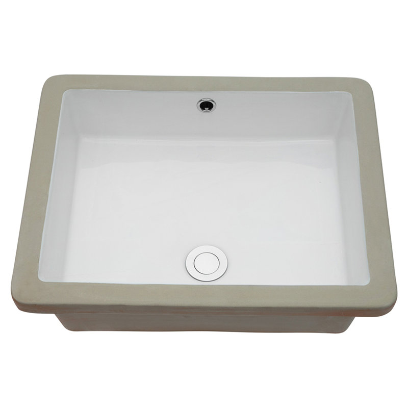 Lavabo de salle de bain rectangulaire encastré en céramique blanc avec trop-plein 20 po x 15,5 po
