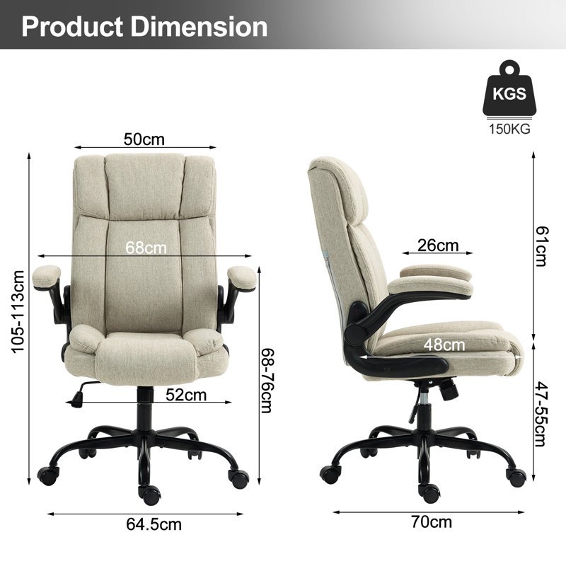 High Back Ergonomic Executive Office Chair, Beige