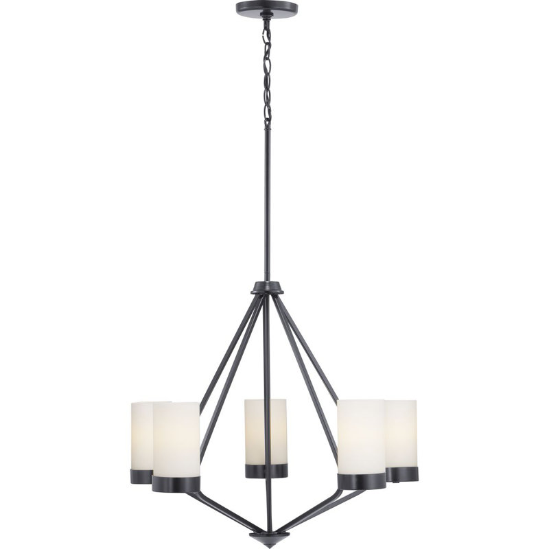 Jaydiel 5 - Light Dimmable Geometric Chandelier, Black