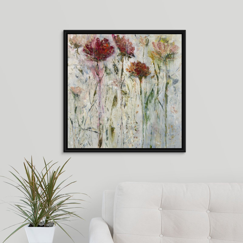« subtil approche », peinture sur toile, H 25,7 po x l 25,7 po x P 1,75 po, Cadre flottant noir