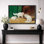 Illustration de scène d'intérieur de chatons blancs rétro, images de chambre à coucher, impression sur toile encadrée, impression numérique.