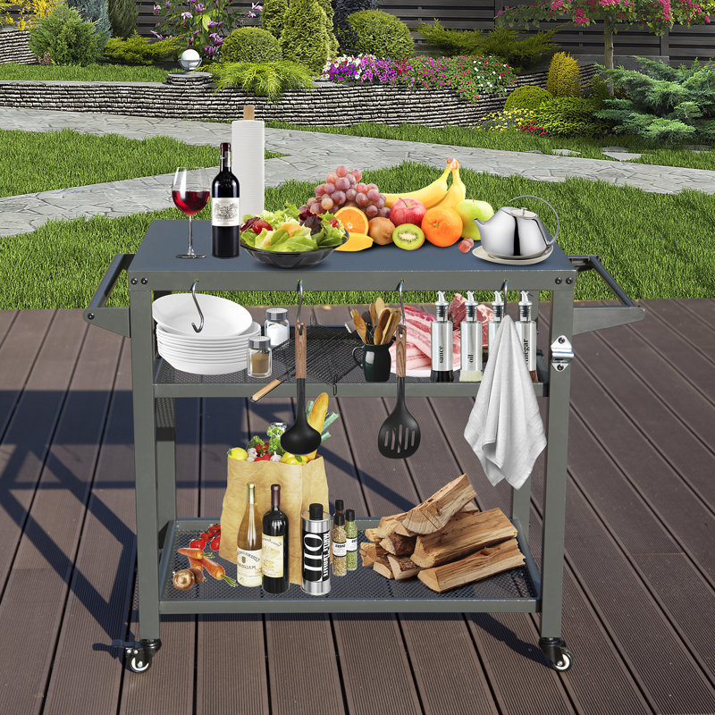 Arlmont & Co. Roepke 21.65'' W x 21.65'' D Steel Grill Cart / Table