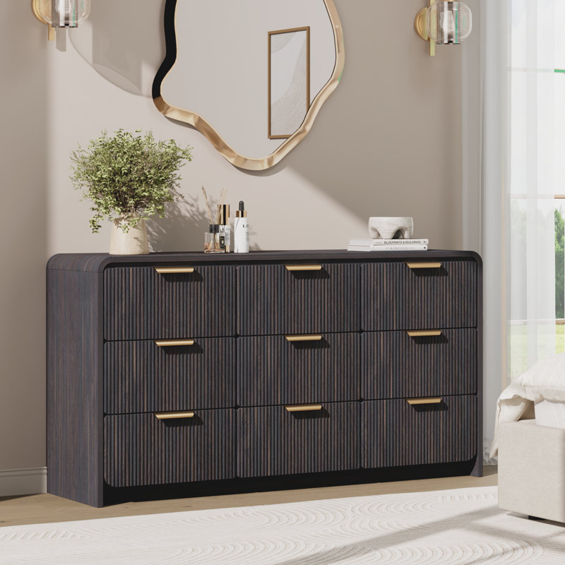 Commode 9 pour la chambre à coucher, Noir noyer