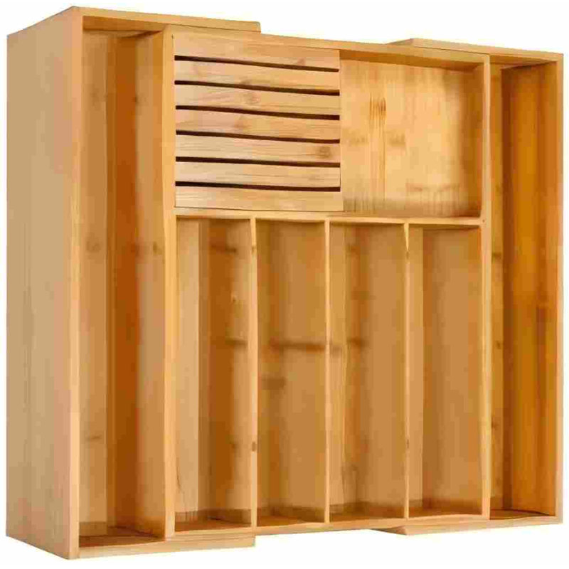 Bamboo Silverware Drawer Organizer Kitchen,Natural,7 Slot