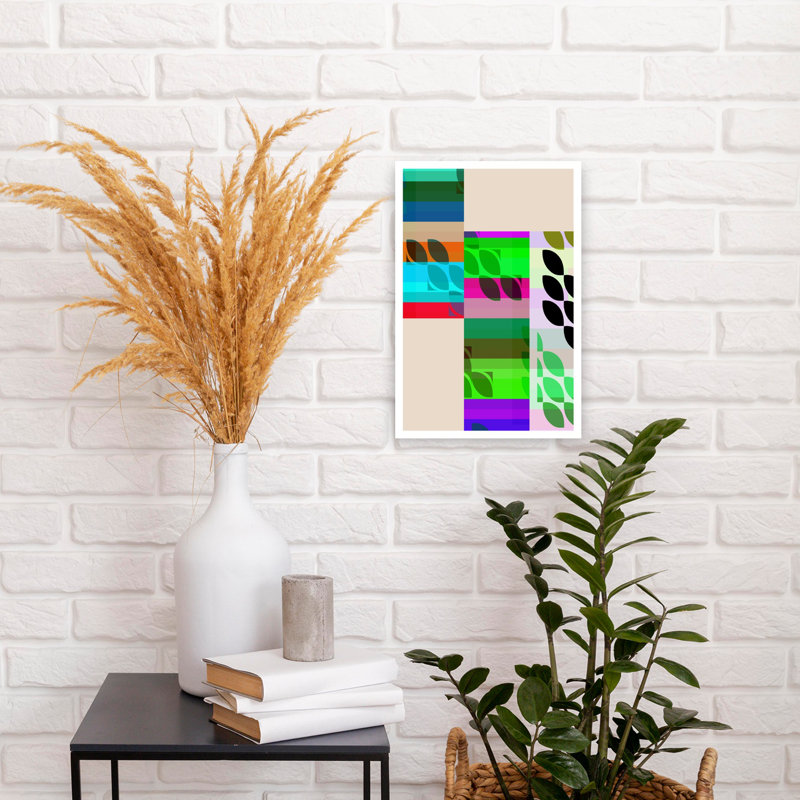 Art contemporain contemporain, paysage audacieux et coloré, H 18 po x l 12 po