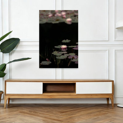 Serene Pink Lily Pond Peaceful Serene Abstract Lily Flower Nature Wall Art Print